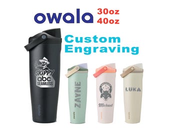 Personalized 30oz/40oz Owala FreeSip Sway Water Bottle, Laser Engraved Stainless Steel Bottle, Owala Custom Text Bottle, Bulk Water Bottle