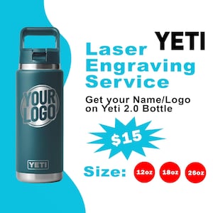 Personalized YETI 26oz Rambler Water Bottle: Laser Engraved Stainless Steel