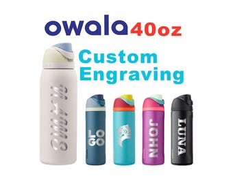 40oz Owala FreeSip Insulated Water Bottles | Laser Engraved BPA-Free Bottle | Personalized Stainless Steel Bottle with Straw for Sports.