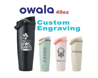 Personalized 40oz Owala FreeSip Sway Water Bottle, Laser Engraved Stainless Steel Bottle, Owala Custom Text Bottle, Bulk Water Bottle