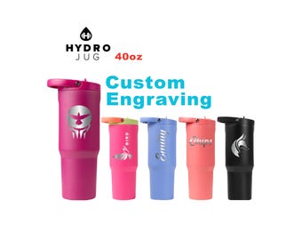 Personalized 40oz Hydro Jug Sport Tumbler | Laser Engraved Stainless Steel Tumbler | Leakproof Tumbler with Rubber Base, Zengraved