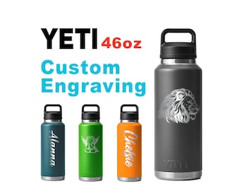 46oz YETI Rambler Water Bottles | Personalized Vacuum Insulated Bottle | Laser Engraved Stainless Steel Bottle with Chug Cap| Valentine Day.
