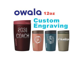 12oz Owala Smooth Sip Tumbler | Personalized Stainless Steel Cup with Lid | Laser Engraved Insulated Tumbler For Coffee, Zengraved