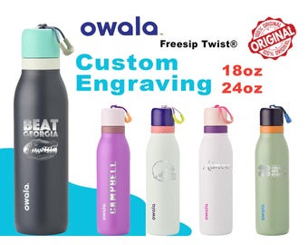 18oz, 24oz Owala FreeSip Twist Water Bottles | Laser Engraved Stainless Steel Water Bottle with Straw | Best For Travel, Sports and Gym.