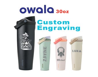Personalized 30oz Owala FreeSip Sway Water Bottle, Laser Engraved Stainless Steel Bottle, Owala Custom Text Bottle, Bulk Water Bottle
