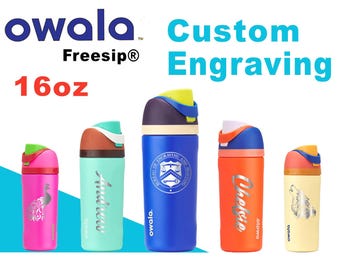 16oz Owala Insulated Water Bottles | Personalized Stainless Steel Water Bottle | Laser Engraved Custom Water Bottle with Straw for Sports