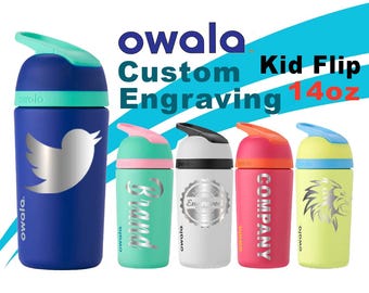 14oz Kids Flips | Personalized Stainless Steel Water Bottle with Straw | Laser Engraved Insulated Water Bottles | Locking Lid Water Bottle.