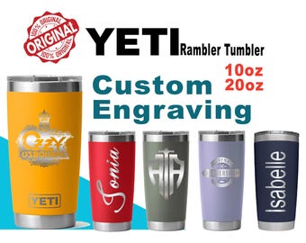 10oz, 20oz YETI Rambler Becher | Personalisierter Edelstahlbecher, Laser gravierte benutzerdefinierte Tasse für Kaffee & Saft, wiederverwendbare Flasche.