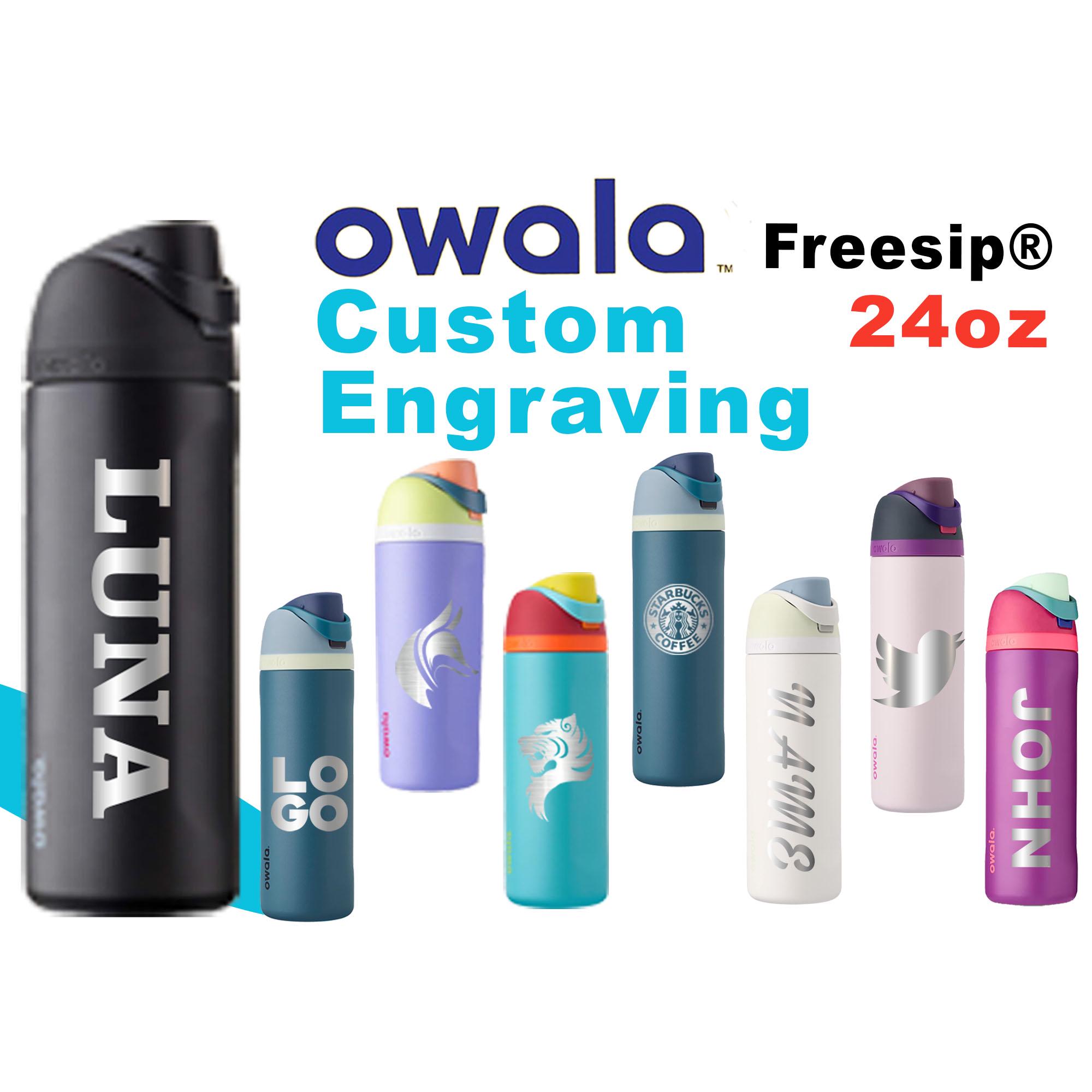 24oz Owala FreeSip Insulated Water Bottles | Laser Engraved Stainless Steel Water Bottle with Straw | Best For Travel, Sports and Gym