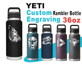 36oz YETI Rambler Water Bottles | Personalized Bottle | Laser Engraved Stainless Steel Bottle, Yeti Name Bottle, Thanksgiving Gift