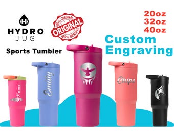 20oz, 32oz, 40oz Hydro Jug SportTumbler | Laser Engraved Stainless Steel Tumbler | Personalized Leakproof Tumbler with Rubber Base,Zengraved