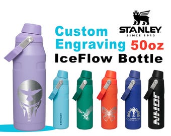 50oz Stanley IceFlow Bottle | Personalized Stainless Steel Bottle with Integrated cap holder and Lid | Lightweight & Leakproof.
