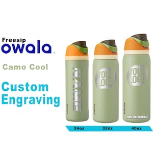 Owala Camo Cool Color Freesip Wasserflaschen, Laser gravierte Owala, Flasche mit individuellem Logo, Geschenk für Ihn, Wasserflasche für Erwachsene, Zengraved Store