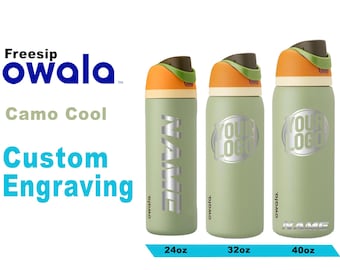 Owala Camo Cool Color Freesip Water Bottles, Laser Engraved Owala, Custom Logo Bottle, Gift for Him, Adult Water Bottle, Zengraved Store