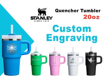 Custom 20oz Stanley Quencher Tumbler | Laser Engraved with lid and Straw | Personalized Stainless Steel Tumbler | Double Wall Insulated Cup.