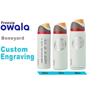 Owala Boneyard Edelstahl Wasserflasche: Laser Gravur, personalisiert mit Strohhalm