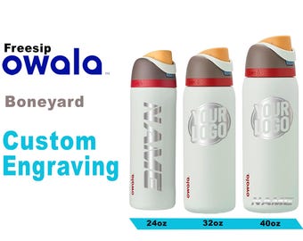 Owala Boneyard Color Freesip Water Bottles, Personalized Stainless Steel Water Bottle, Laser Engraved Custom Water Bottle with Straw.