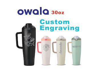 Personalized 30oz Owala FreeSip Tumbler, Laser Engraved Owala Tumbler for Coffee and Tea, Name Owala Insulated Tumbler, Gift for Her