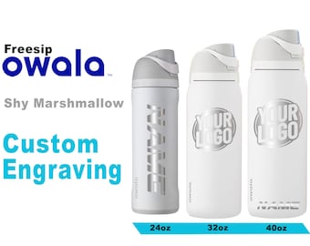 Owala Shy Marshmallow Color Freesip Water Bottles, Laser Engraved Owala, Custom Logo Bottle, Gift for Him, Adult Bottle, Zengraved Store