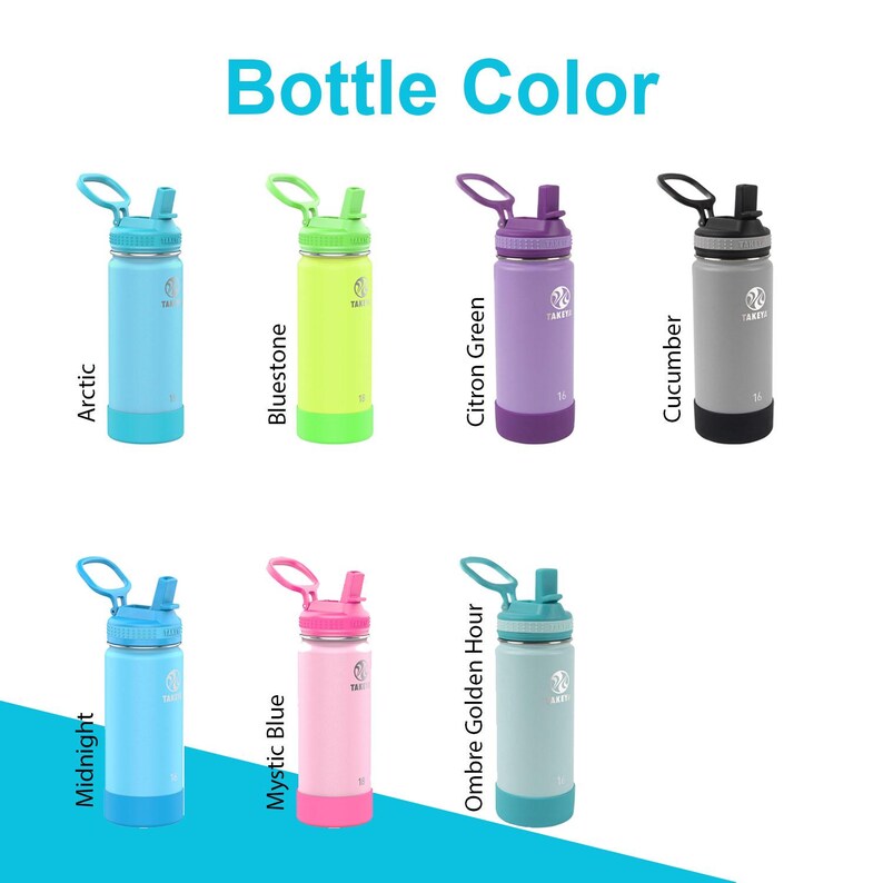 Pode incluir: Uma cole&ccedil;&atilde;o de garrafas de &aacute;gua isoladas em v&aacute;rias cores, incluindo azul, verde, roxo e cinza. Cada garrafa tem uma tampa rebat&iacute;vel e uma al&ccedil;a. O texto "Bottle Color" &eacute; exibido no topo.