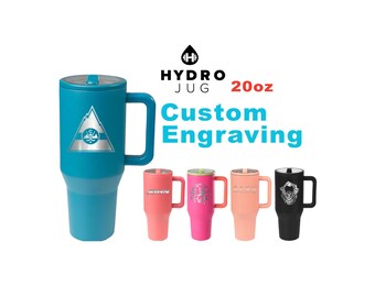 20oz Hydro Jug Traveler Tumbler | Laser Engraved Stainless Steel Tumbler | Personalized Tumbler with lid and Straw, Zengraved