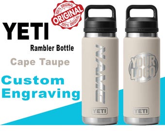 Botella Yeti Cape Taupe Color Rambler / Regalo personalizado para sus amigos y familiares, Botella con nombre y logotipo grabados, Acero inoxidable, Zengraved