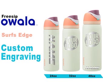 Owala Surfs Edge Color Freesip Water Bottles, Personalized Stainless Steel Bottle, Laser Engraved Custom Bottle, Thanksgiving, Zengraved