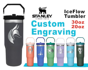 Copo Stanley IceFlow personalizado: copo de viagem em aço inoxidável gravado a laser