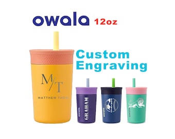 Personalized Owala 12oz Kids Tumbler, Laser Engraved Tumbler for child, Best Gift for child, School Bottle, Custom Owala Name tumbler