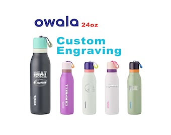 24oz Owala FreeSip Twist Water Bottles | Laser Engraved Stainless Steel Water Bottle with Straw | Best For Travel, Sports and Gym.