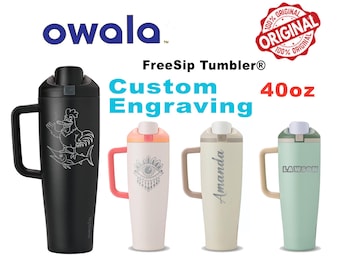 Personlig Owala FreeSip-mugg, lasergraverad Owala-mugg för kaffe och te, namn Owala-mugg, isolerad mugg, present till henne