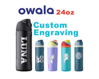 24oz Owala FreeSip Insulated Water Bottles | Laser Engraved Bottle, Name Owala Bottle, Logo Owala Bottle, Best For Travel, Sports, and Gym