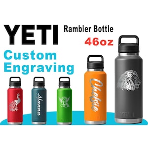 46oz YETI Rambler Water Bottles | Personalized Vacuum Insulated Bottle | Laser Engraved Stainless Steel Bottle with Chug Cap| Valentine Day.