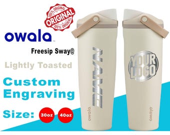 Botellas de agua Freesip Sway de color tostado claro Owala, Owala grabado a láser, botella con nombre Owala, botella con logotipo Owala, tienda Zengraved