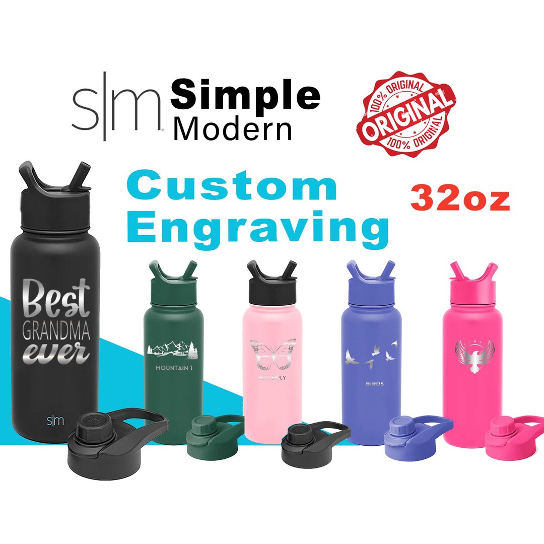 Personalized 32oz Simple Modern Water Bottle, Laser Engraved Stainless ...