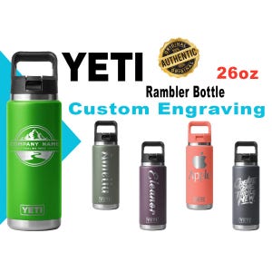 26oz YETI Rambler 2.0 Water Bottles | Personalized Stainless Steel with Color-Matching Straw Cap | Laser Engraved Bottle, Gift for her