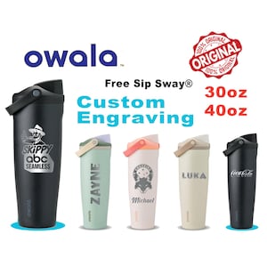 Personalized Owala FreeSip Water Bottle: Laser Engraved Stainless Steel, 30oz/40oz
