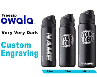 Owala Sehr, Sehr dunkle Farbe Freesip Wasserflaschen, Laser gravierte Owala, Flasche mit individuellem Logo, Kinderwasserflasche, Zengraved Store