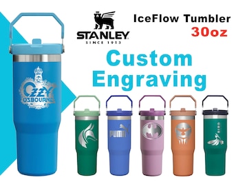 30oz Stanley IceFlow Flip Straw Bottle | Personalized Stainless Steel Tumbler | Laser Engraved Travel Cup | Gift for Friend, best for Gym