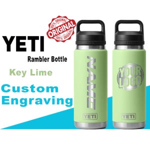 Yeti Key Lime Color Rambler Bottle | Custom Laser Engraved Bottle, Yeti Name & Logo Bottle, Father&#39;s Day Gift, Zengraved Store