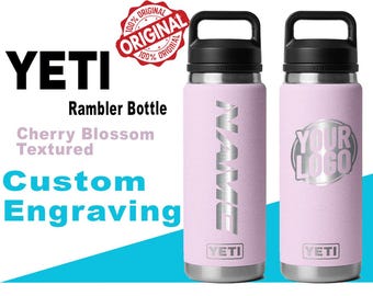 Yeti Kirschblüten Farbe Rambler Flasche | Personalisierte Flasche, Laser gravierte Edelstahlflasche mit Verschluss, Valentinstag, Zengraviert
