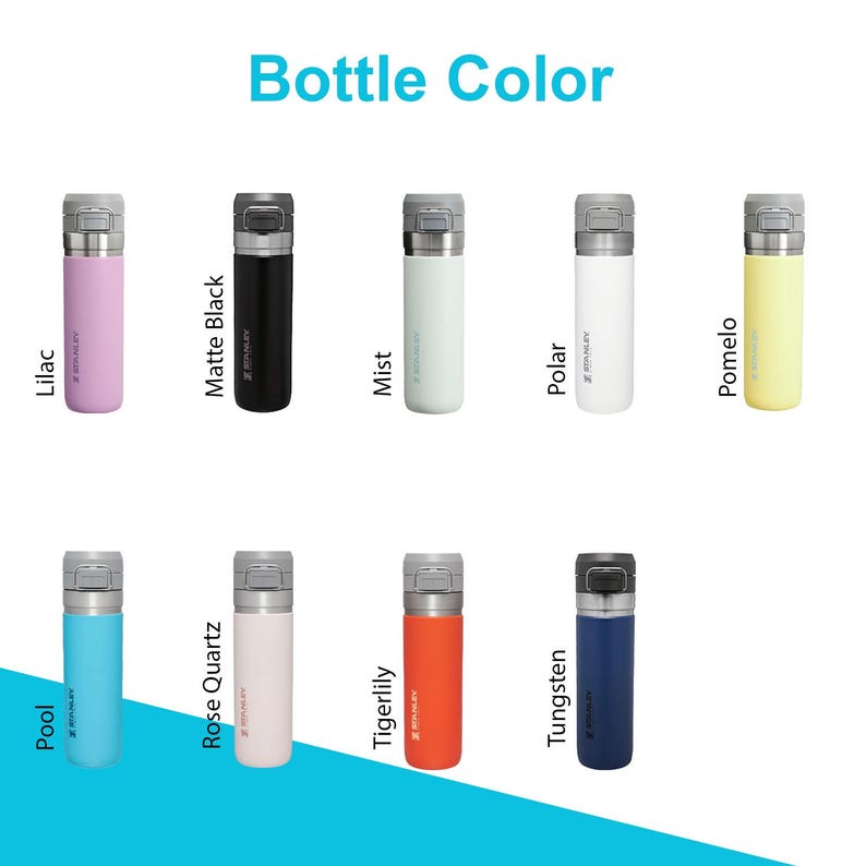 24oz Stanley Go Quick Flip Go Water Bottle | Personalized Double Walled 304 bOTTLE | Laser Engraved Bottle with Push Button Lid, BPA-Free image 3