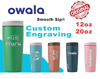 Bicchiere Owala Smooth Sip da 12 once e 20 once / Tazza in acciaio inossidabile personalizzata con coperchio / Bicchiere isolato inciso al laser per caffè, Zengraved