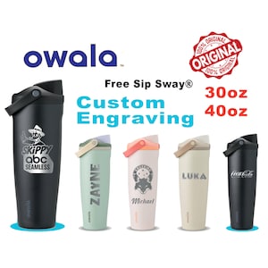 Personalized 30oz/40oz Owala FreeSip Sway Water Bottle, Laser Engraved Stainless Steel Bottle, Owala Custom Text Bottle, Bulk Water Bottle