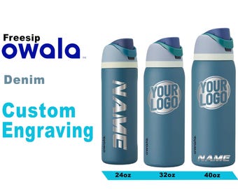 Owala Denim Color Freesip Water Bottles, Laser Engraved Owala, Owala Name Bottle, Owala Logo Bottle, Christmas Gift, Zengraved Store