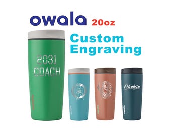 20oz Owala Smooth Sip Tumbler | Personalized Stainless Steel Cup with Lid | Laser Engraved Insulated Tumbler For Coffee, Zengraved