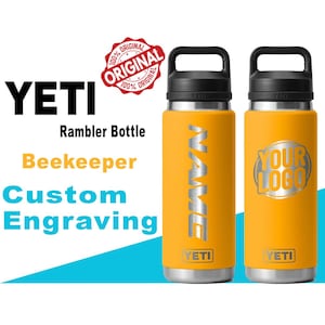 Yeti Beekeeper Color Rambler Bottle | Personalized Bottle, Laser Engraved Stainless Steel Bottle with Chug Cap, Valentineday Gift, Zengraved