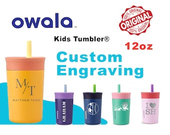 Copo térmico infantil personalizado Owala de 350ml, gravado a laser, ideal para presentear crianças, perfeito para a escola ou com o nome Owala.