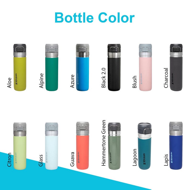 24oz Stanley Go Quick Flip Go Water Bottle | Personalized Double Walled 304 bOTTLE | Laser Engraved Bottle with Push Button Lid, BPA-Free image 2