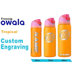 Owala Tropische Farbe Freesip Wasserflaschen, Laser gravierte Owala, Owala Name Flasche, Owala Logo Flasche, Weihnachtsgeschenk, Zengraved Store